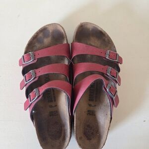 Birkenstock Women's Triple Strap Red Sandals